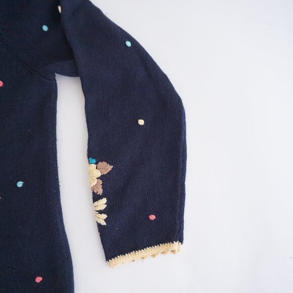 Christopher & Banks Floral Embroidered Cardigan Cottagecore Knit L - Picture 4 of 9